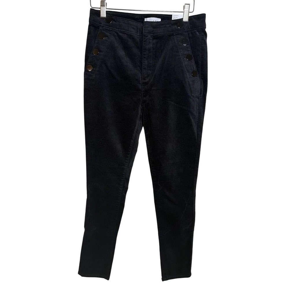 NWT LOFT Black Velvet Mariner Sailor Skinny Pants High Rise Size 4